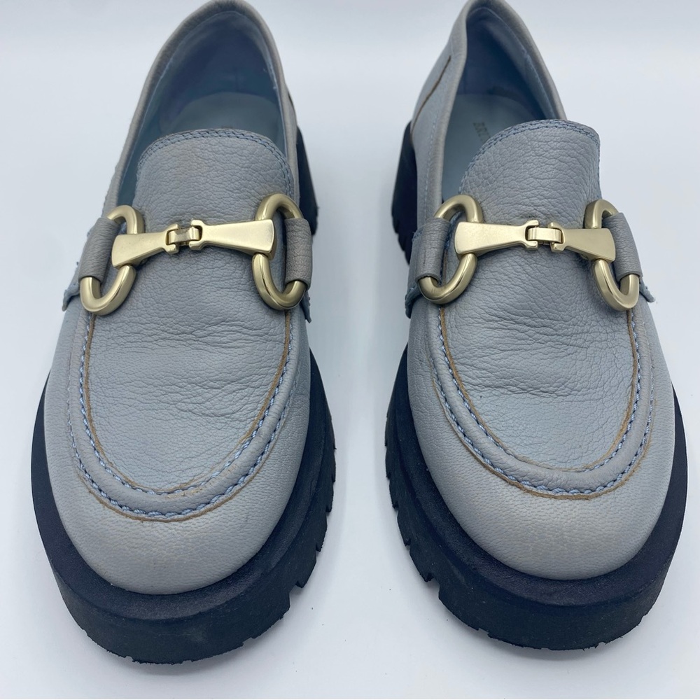 Anthropologie Bruno Premi Blue Hardware Platform Loafers Size 38 / US 7.5 - Picture 5 of 15